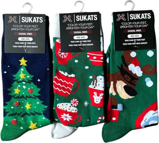 Sukats® The Casual Ones | 3, 6 of 9 Paar | Dames en Herensokken | Kerstsokken | Vrolijke Sokken | Cadeau sokken