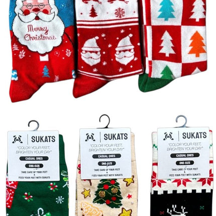 Sukats® The Casual Ones | 3, 6 of 9 Paar | Dames en Herensokken | Kerstsokken | Vrolijke Sokken | Cadeau sokken