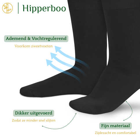 Hipperboo® Bamboe Sokken | 4 of 8 Paar | Naadloos | Casual Sokken | Zijdezacht
