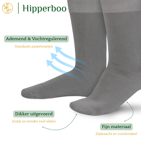 Hipperboo® Bamboe Sokken | 4 of 8 Paar | Naadloos | Casual Sokken | Zijdezacht