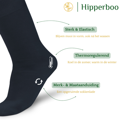 Hipperboo® Bamboe Sokken | 4 of 8 Paar | Naadloos | Casual Sokken | Zijdezacht