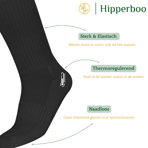 Hipperboo® Bamboe Sportsokken | 3 of 6 Paar | Tennissokken | Hardloopsokken | Naadloos