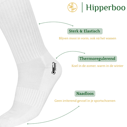 Hipperboo® Bamboe Sportsokken | 3 of 6 Paar | Tennissokken | Hardloopsokken | Naadloos