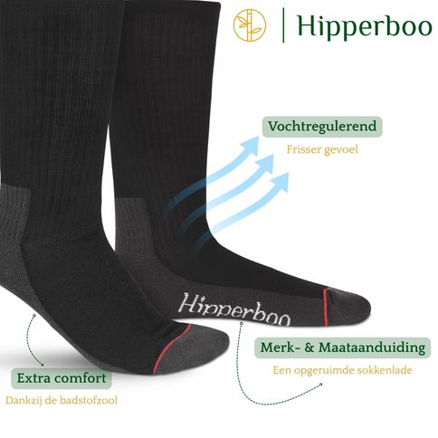 Hipperboo® Bamboe Werksokken | 3 of 6 Paar | Naadloos