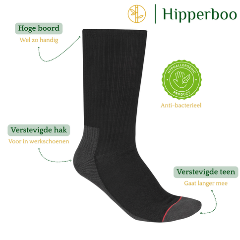 Hipperboo® Bamboe Werksokken | 3 of 6 Paar | Naadloos