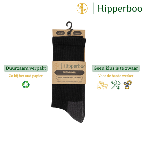 Hipperboo® Bamboe Werksokken | 3 of 6 Paar | Naadloos