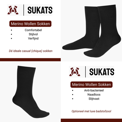 Sukats® Merino Wollen Sokken | 8 Paar | Met of zonder badstofzool