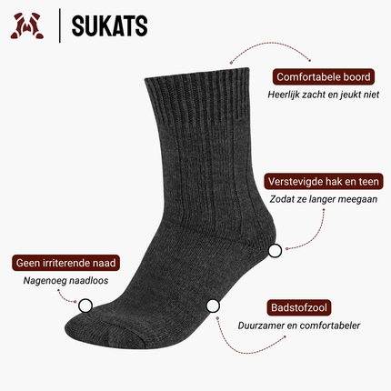 Sukats® Alpaca Sokken | Wollen Sokken | Warme Sokken | 1, 4 of 8 Paar