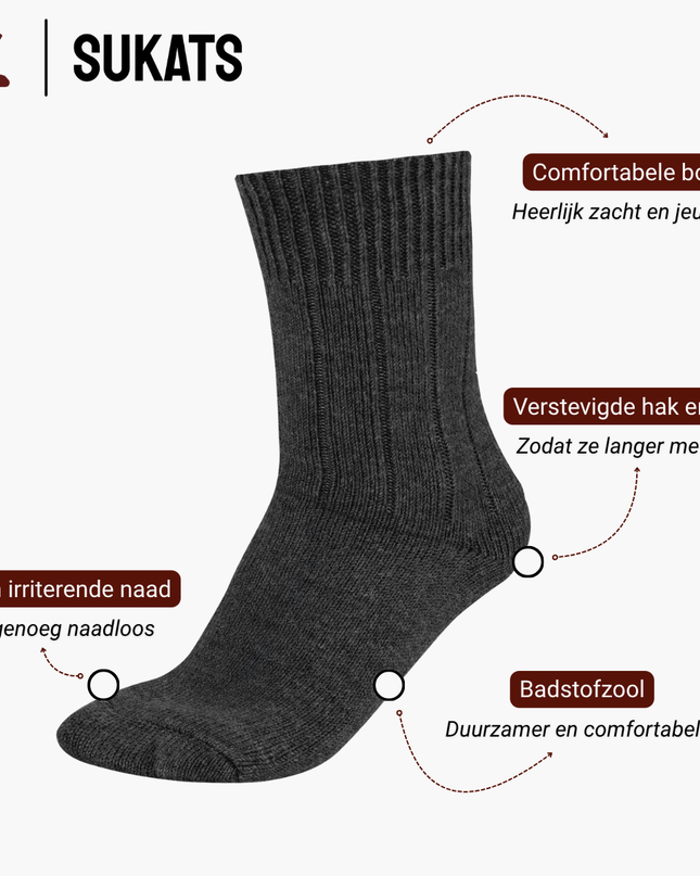 Sukats® Alpaca Sokken | Wollen Sokken | Warme Sokken | 1, 4 of 8 Paar