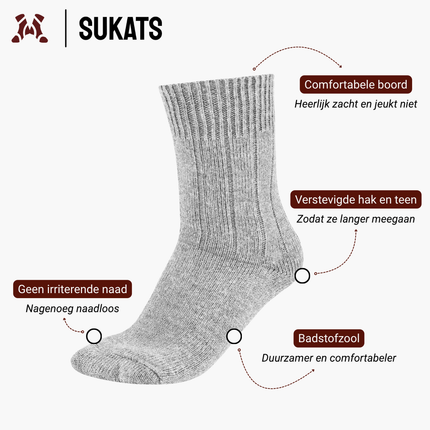 Sukats® Alpaca Sokken | Wollen Sokken | Warme Sokken | 1, 4 of 8 Paar