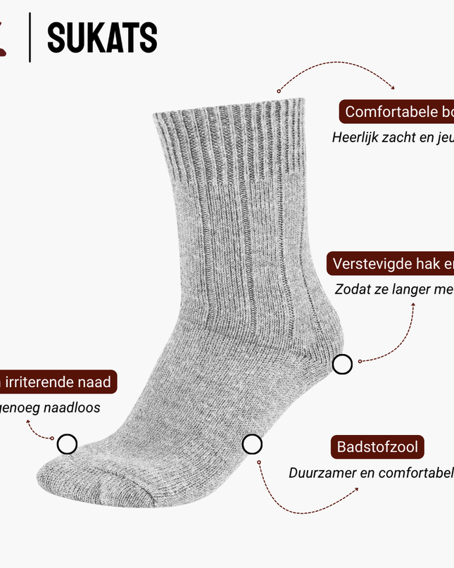 Sukats® Alpaca Sokken | Wollen Sokken | Warme Sokken | 1, 4 of 8 Paar