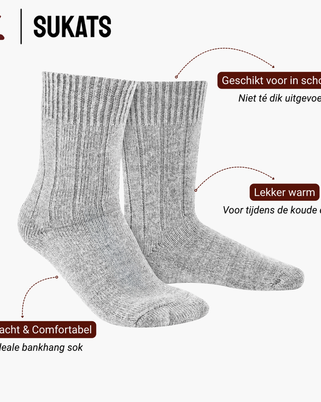 Sukats® Alpaca Sokken | Wollen Sokken | Warme Sokken | 1, 4 of 8 Paar