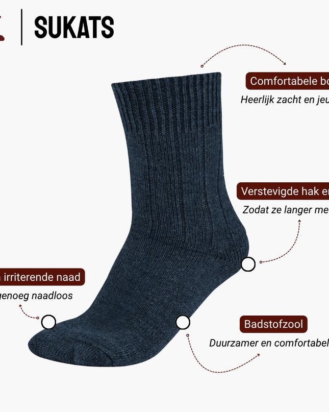 Sukats® Alpaca Sokken | Wollen Sokken | Warme Sokken | 1, 4 of 8 Paar