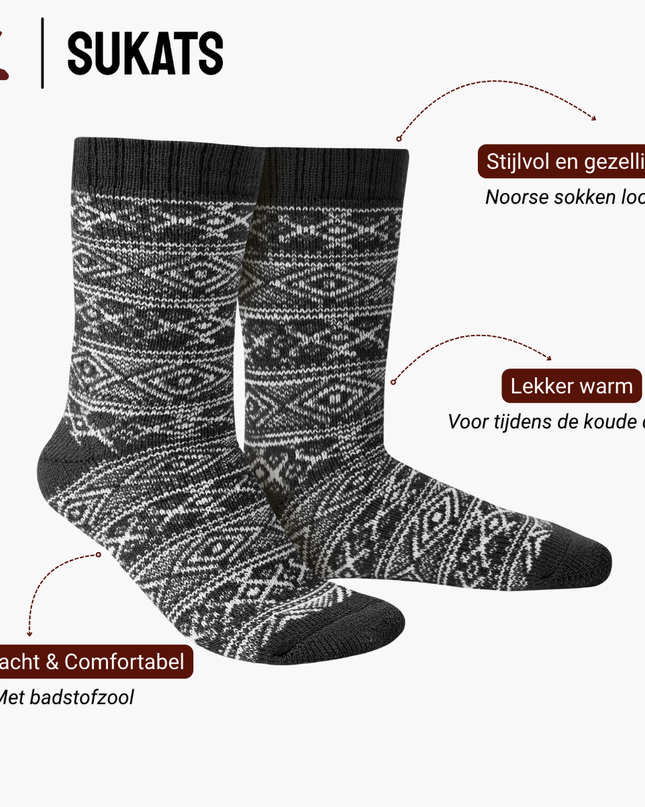 Sukats® Huissokken met Wol | Wollen Sokken | Bedsokken | 1 of 3 Paar