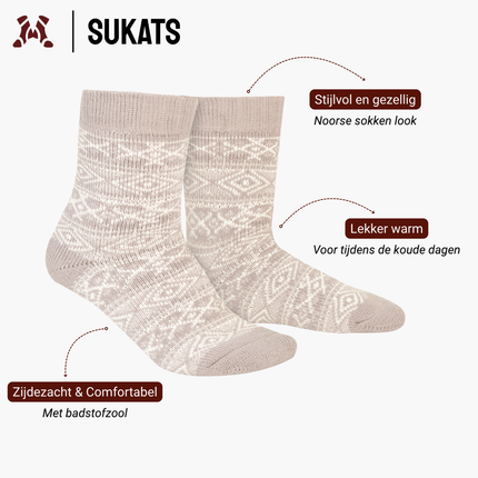 Sukats® Huissokken met Wol | Wollen Sokken | Bedsokken | 1 of 3 Paar