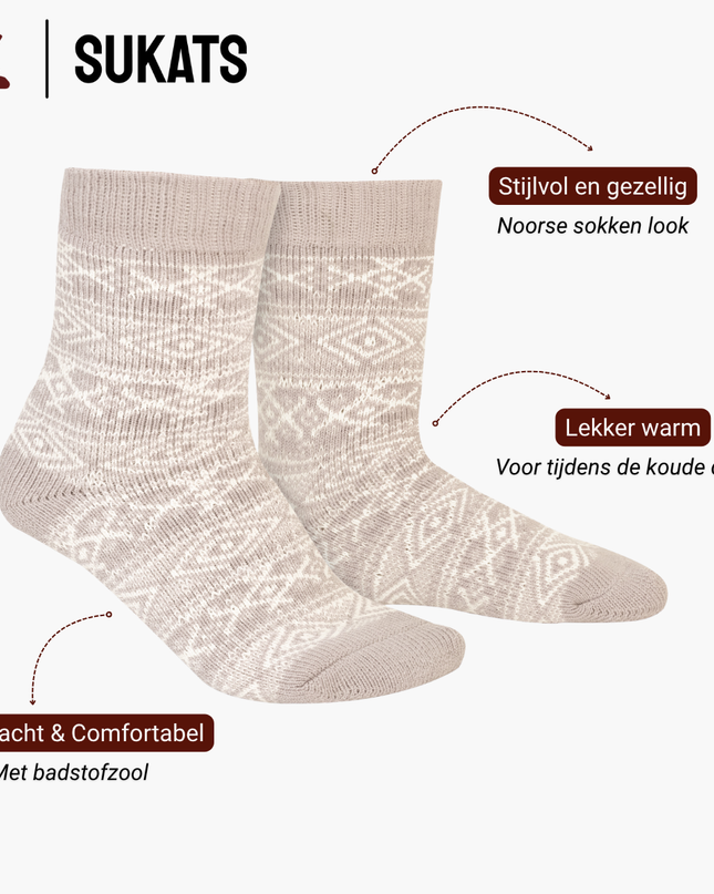 Sukats® Huissokken met Wol | Wollen Sokken | Bedsokken | 1 of 3 Paar