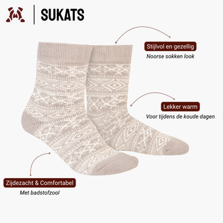 Sukats® Noorse Huissokken met Wol | 1 of 3 Paar | Wollen Sokken | Bedsokken | Warme Sokken