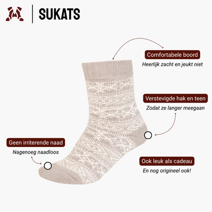 Sukats® Huissokken met Wol | Wollen Sokken | Bedsokken | 1 of 3 Paar