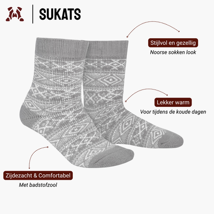 Sukats® Huissokken met Wol | Wollen Sokken | Bedsokken | 1 of 3 Paar