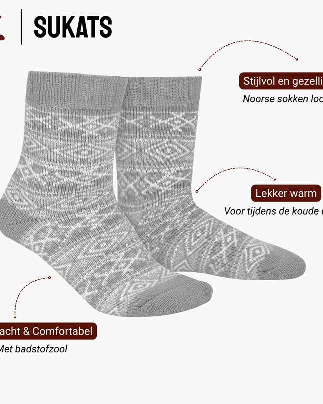 Sukats® Huissokken met Wol | Wollen Sokken | Bedsokken | 1 of 3 Paar