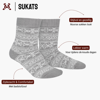 Sukats® Noorse Huissokken met Wol | 1 of 3 Paar | Wollen Sokken | Bedsokken | Warme Sokken