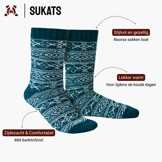Sukats® Noorse Huissokken met Wol | 1 of 3 Paar | Wollen Sokken | Bedsokken | Warme Sokken
