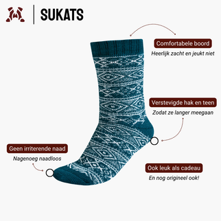 Sukats® Noorse Huissokken met Wol | 1 of 3 Paar | Wollen Sokken | Bedsokken | Warme Sokken
