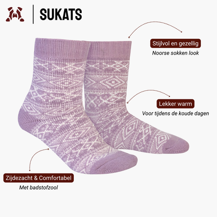 Sukats® Huissokken met Wol | Wollen Sokken | Bedsokken | 1 of 3 Paar
