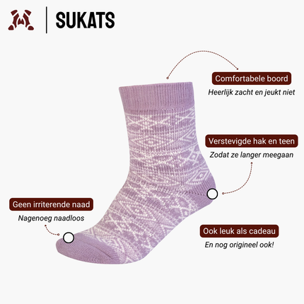 Sukats® Huissokken met Wol | Wollen Sokken | Bedsokken | 1 of 3 Paar