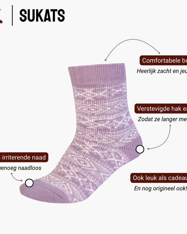 Sukats® Huissokken met Wol | Wollen Sokken | Bedsokken | 1 of 3 Paar