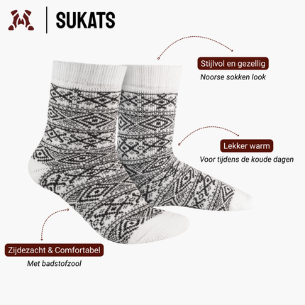 Sukats® Huissokken met Wol | Wollen Sokken | Bedsokken | 1 of 3 Paar