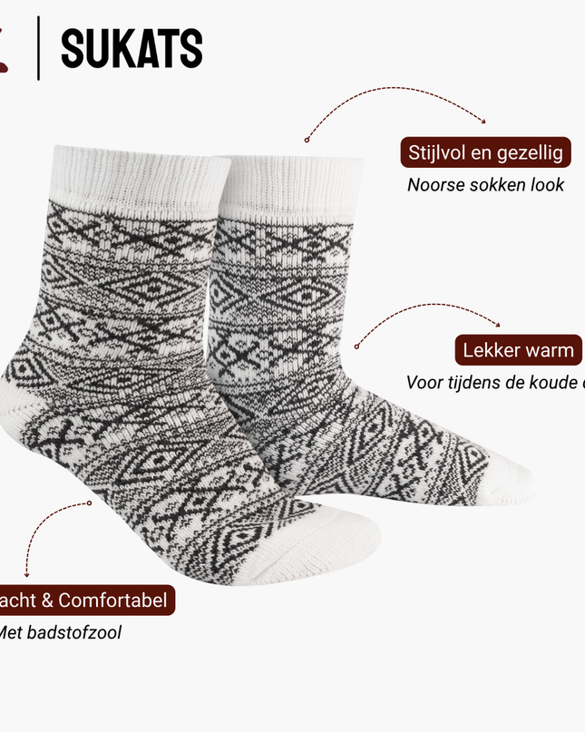 Sukats® Huissokken met Wol | Wollen Sokken | Bedsokken | 1 of 3 Paar