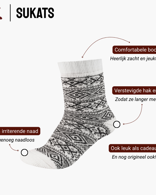 Sukats® Huissokken met Wol | Wollen Sokken | Bedsokken | 1 of 3 Paar
