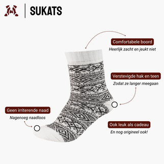 Sukats® Noorse Huissokken met Wol | 1 of 3 Paar | Wollen Sokken | Bedsokken | Warme Sokken