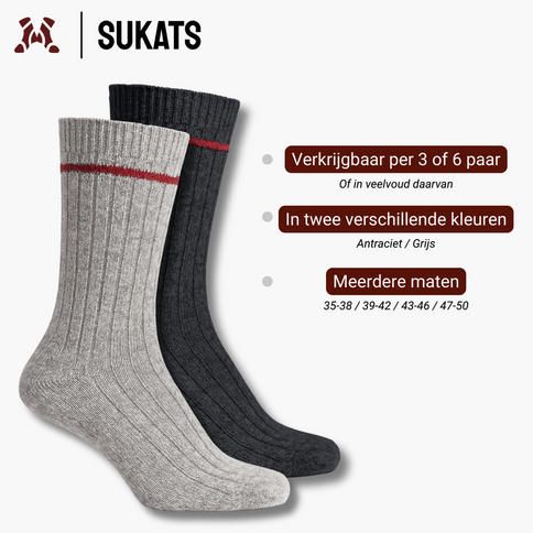 Sukats® The Norwegians | 3 of 6 Paar | Noorse Sokken | Wollen Sokken | Werksokken