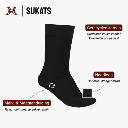 Sukats® Smart Casual katoenen sokken | 6 Paar | Naadloos | Nette Heren en Dames Sokken