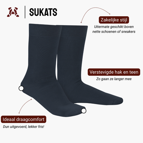 Sukats® Smart Casual katoenen sokken | 6 Paar | Naadloos | Nette Heren en Dames Sokken