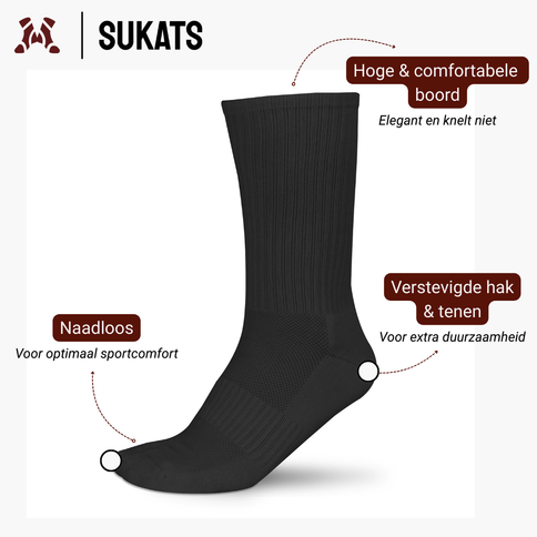 Sukats® The Sporter | 6 Paar | Sportsokken | Tennissokken | Naadloos | Hardloopsokken