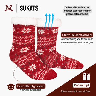 Sukats® Huissokken | 1, 3 of 6 Paar | Anti-slip sokken | Kerstsokken | Fluffy Sokken | Slofsokken | Verwarmde Sokken | Meerdere Kleuren