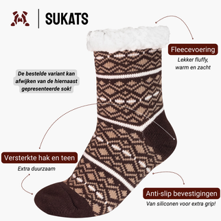 Sukats® Huissokken | 1, 3 of 6 Paar | Anti-slip sokken | Kerstsokken | Fluffy Sokken | Slofsokken | Verwarmde Sokken | Meerdere Kleuren