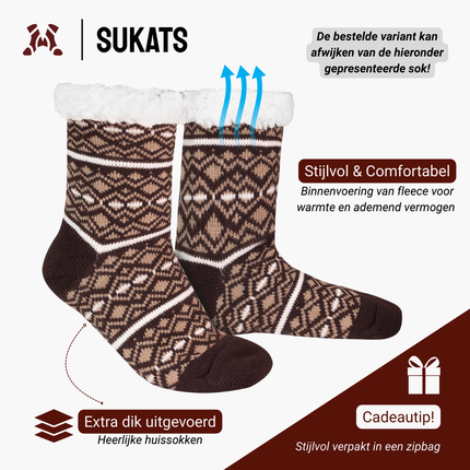 Sukats® Huissokken | Anti-slip sokken | Kerstsokken | Fluffy Sokken | Slofsokken | Verwarmde Sokken | 1, 3 of 6 Paar | Meerdere Kleuren