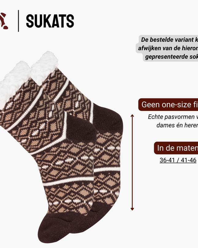 Sukats® Huissokken | Anti-slip sokken | Kerstsokken | Fluffy Sokken | Slofsokken | Verwarmde Sokken | 1, 3 of 6 Paar | Meerdere Kleuren
