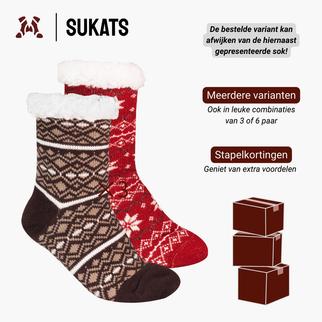Sukats® Huissokken | 1, 3 of 6 Paar | Anti-slip sokken | Kerstsokken | Fluffy Sokken | Slofsokken | Verwarmde Sokken | Meerdere Kleuren