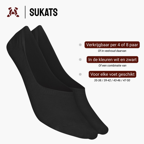 Sukats® No Show Enkelsokken | 4 of 8 Paar | Onzichtbare sokken | Naadloos | Invisible Footies