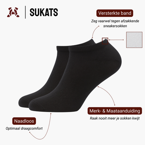Sukats® Sneakersokken | 6 of 12 Paar | Enkelsokken | Korte Sokken | Naadloos