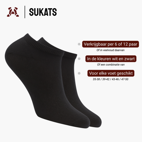 Sukats® Sneakersokken | 6 of 12 Paar | Enkelsokken | Korte Sokken | Naadloos
