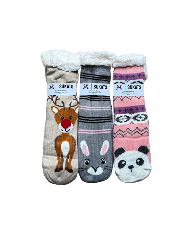 Sukats® Huissokken | Anti-slip sokken | Kerstsokken | Fluffy Sokken | Slofsokken | Verwarmde Sokken | 1, 3 of 6 Paar | Meerdere Kleuren