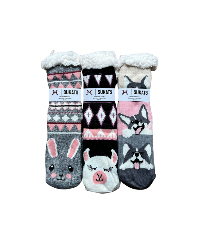 Sukats® Huissokken | Anti-slip sokken | Kerstsokken | Fluffy Sokken | Slofsokken | Verwarmde Sokken | 1, 3 of 6 Paar | Meerdere Kleuren