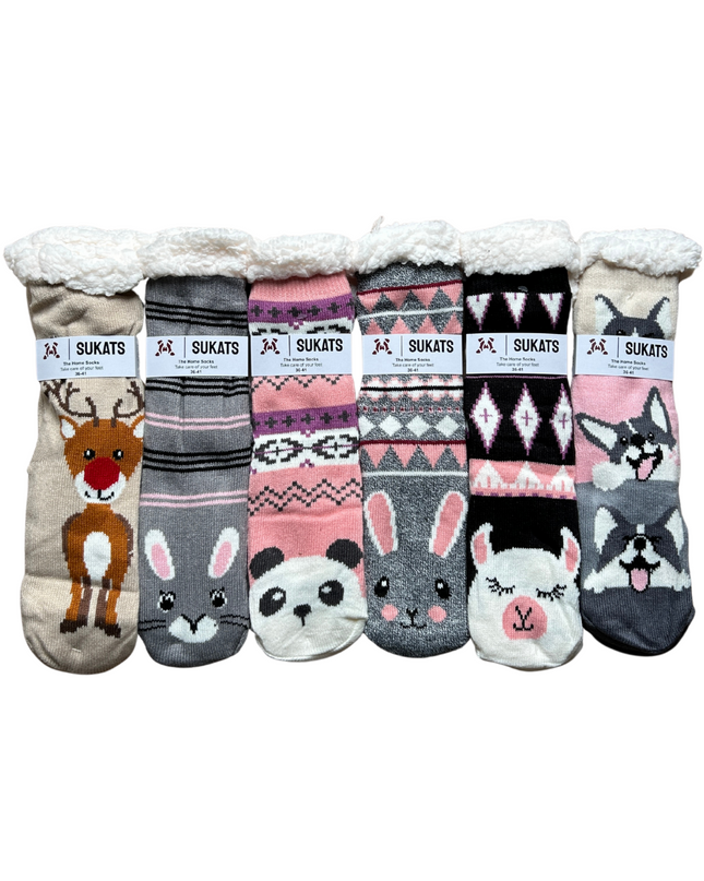Sukats® Huissokken | Anti-slip sokken | Kerstsokken | Fluffy Sokken | Slofsokken | Verwarmde Sokken | 1, 3 of 6 Paar | Meerdere Kleuren