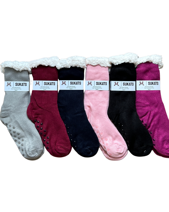 Sukats® Huissokken | Anti-slip sokken | Kerstsokken | Fluffy Sokken | Slofsokken | Verwarmde Sokken | 1, 3 of 6 Paar | Meerdere Kleuren